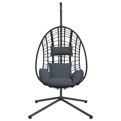 Cadeira forma de ovo suspensa c/ suporte vime/aço antracite