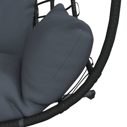 Cadeira forma de ovo suspensa c/ suporte vime/aço antracite