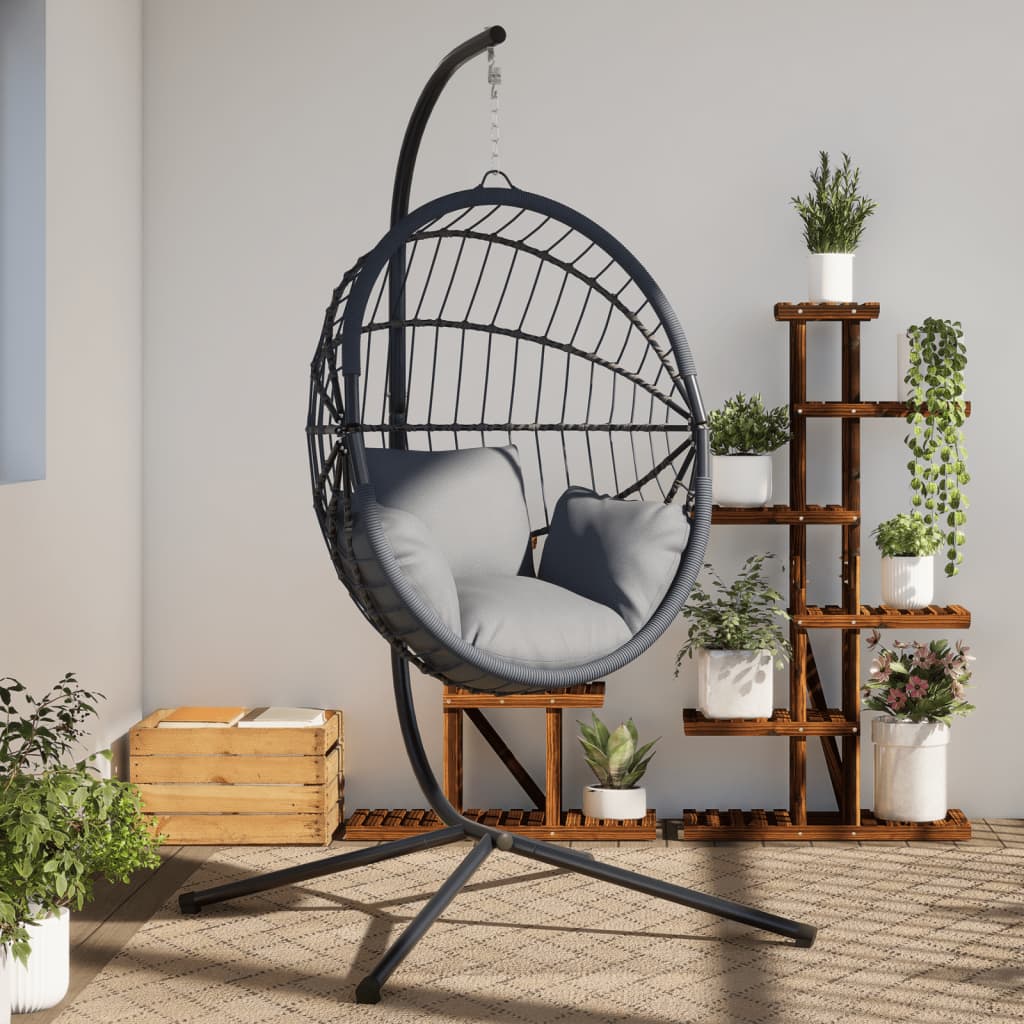 Suporte para cadeira em forma de ovo suspensa sem cesto aço preto