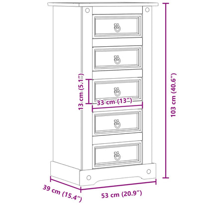 Mesa de cabeceira Corona 53x39x103 cm madeira de pinho maciça