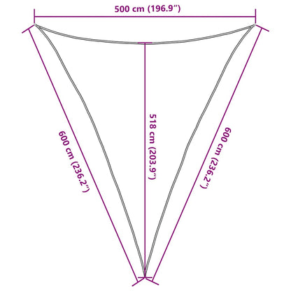 Para-sol estilo vela triangular 160 g/m² 5x6x6 m PEAD areia