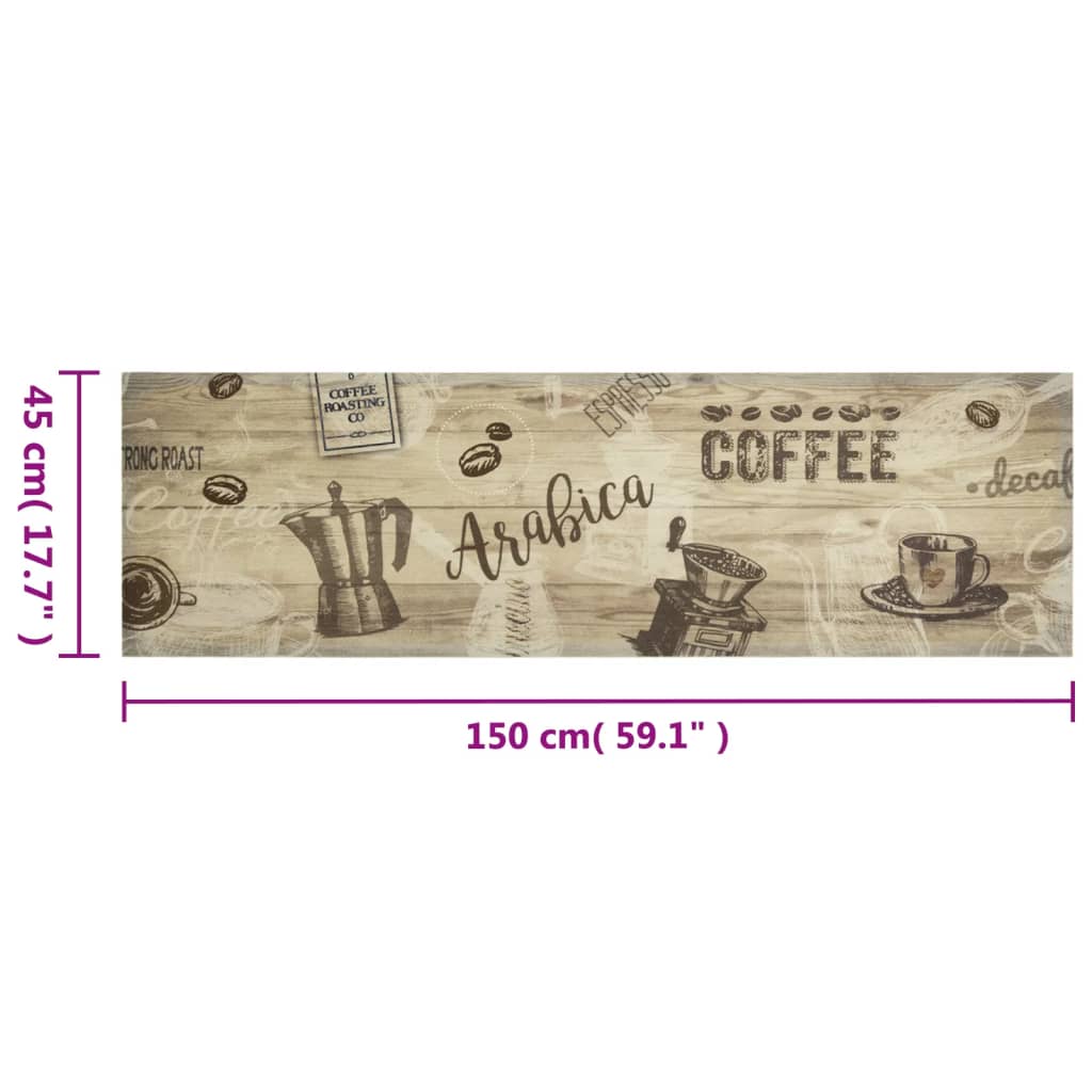 Tapete de cozinha lavável 45x150 cm veludo padrão café castanho