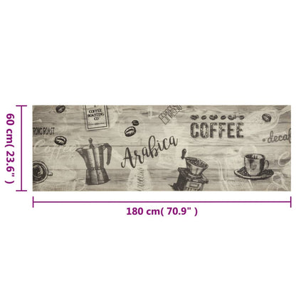 Tapete de cozinha lavável 60x180 cm veludo padrão café cinzento