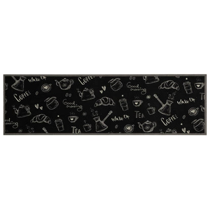 Tapete de cozinha lavável 45x150 cm veludo padrão morning preto