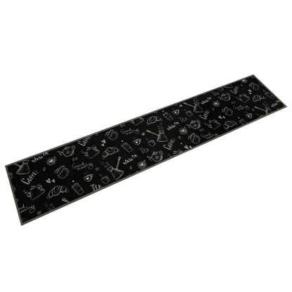 Tapete de cozinha lavável 60x300 cm veludo padrão morning preto