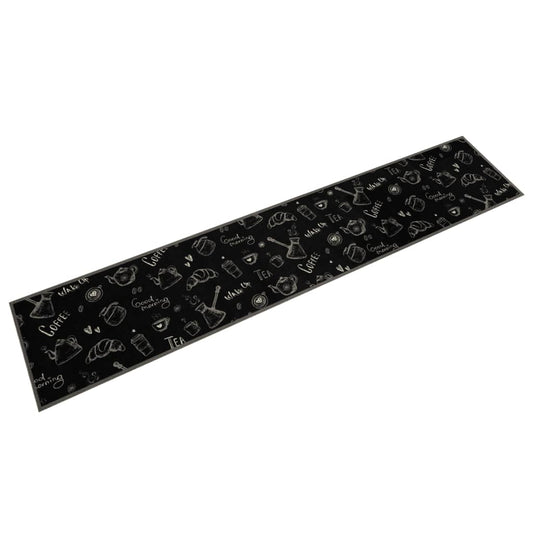 Tapete de cozinha lavável 60x300 cm veludo padrão morning preto