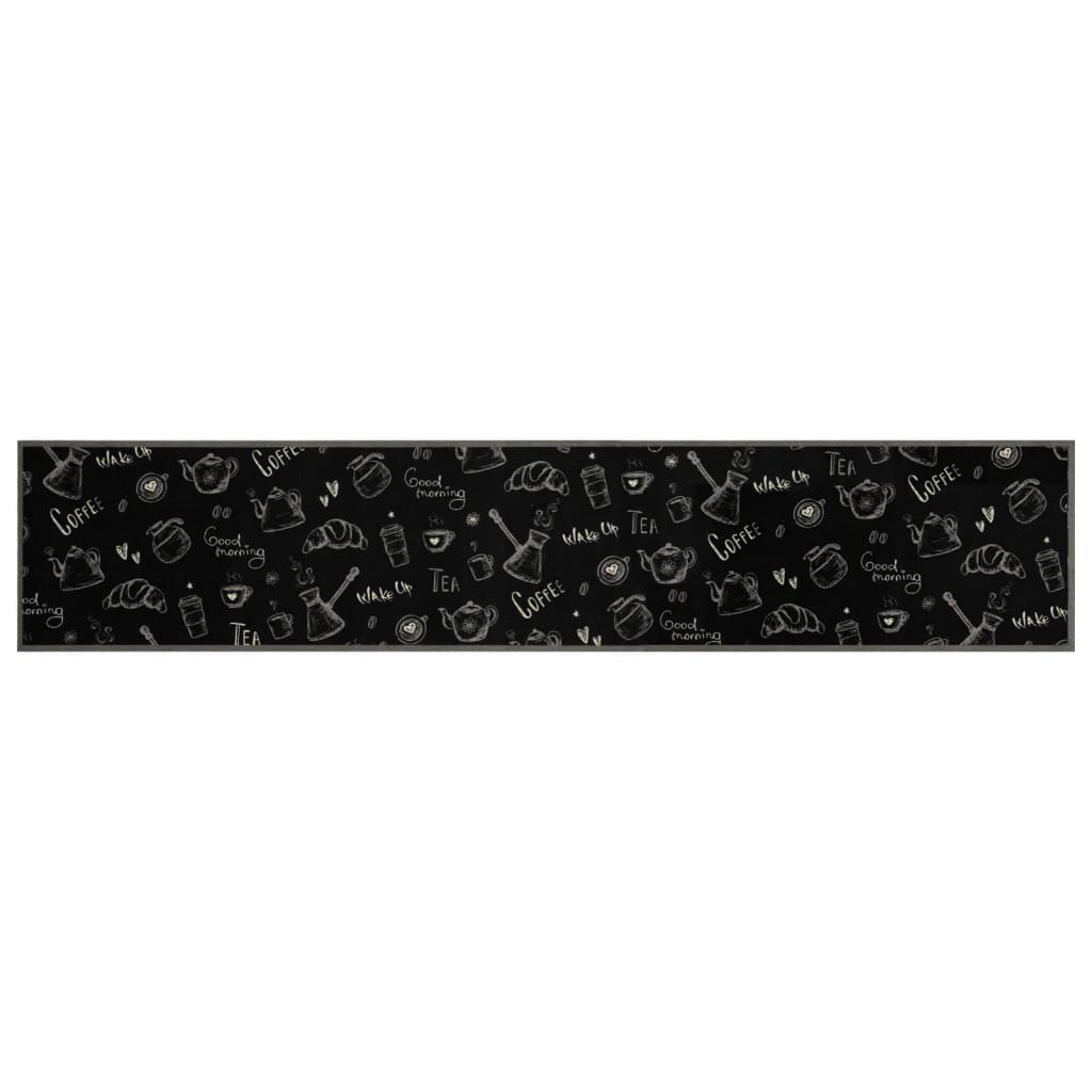 Tapete de cozinha lavável 60x300 cm veludo padrão morning preto