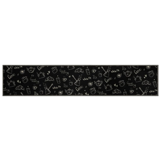 Tapete de cozinha lavável 60x300 cm veludo padrão morning preto
