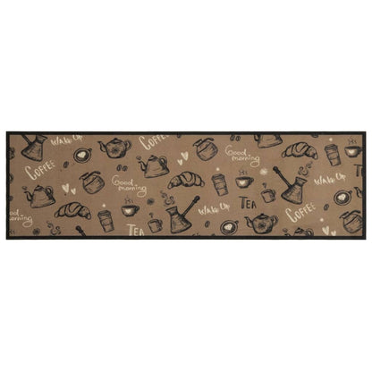 Tapete cozinha lavável 45x150 cm veludo padrão morning castanho