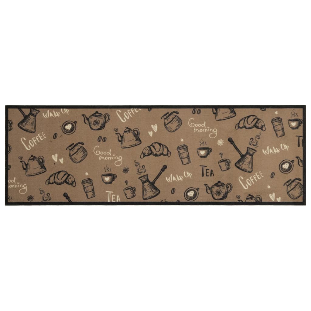 Tapete cozinha lavável 60x180 cm veludo padrão morning castanho