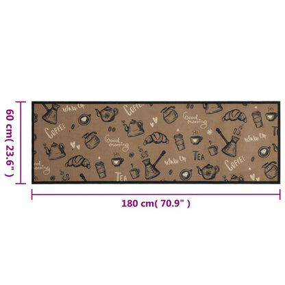 Tapete cozinha lavável 60x180 cm veludo padrão morning castanho