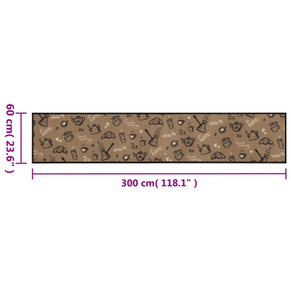 Tapete cozinha lavável 60x300 cm veludo padrão morning castanho