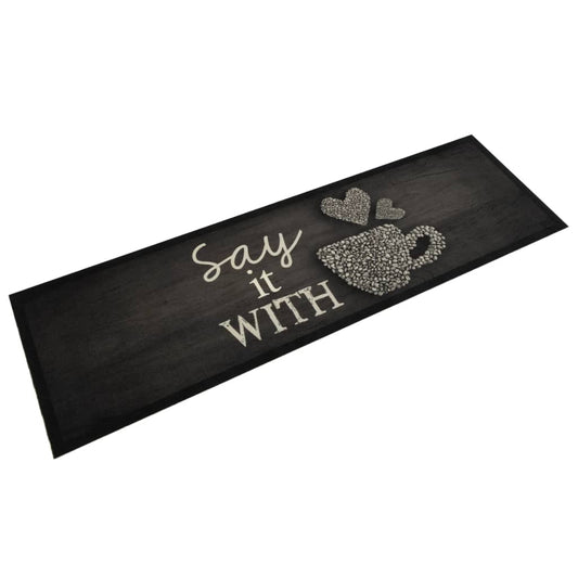 Tapete de cozinha lavável 45x150 cm veludo padrão chávena preto