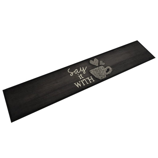 Tapete de cozinha lavável 60x300 cm veludo padrão chávena preto