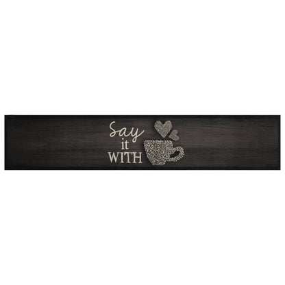 Tapete de cozinha lavável 60x300 cm veludo padrão chávena preto