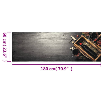 Tapete de cozinha lavável 60x180 cm veludo padrão garrafa vinho