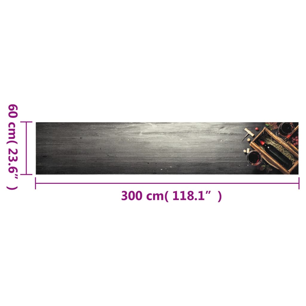 Tapete de cozinha lavável 60x300 cm veludo padrão garrafa vinho