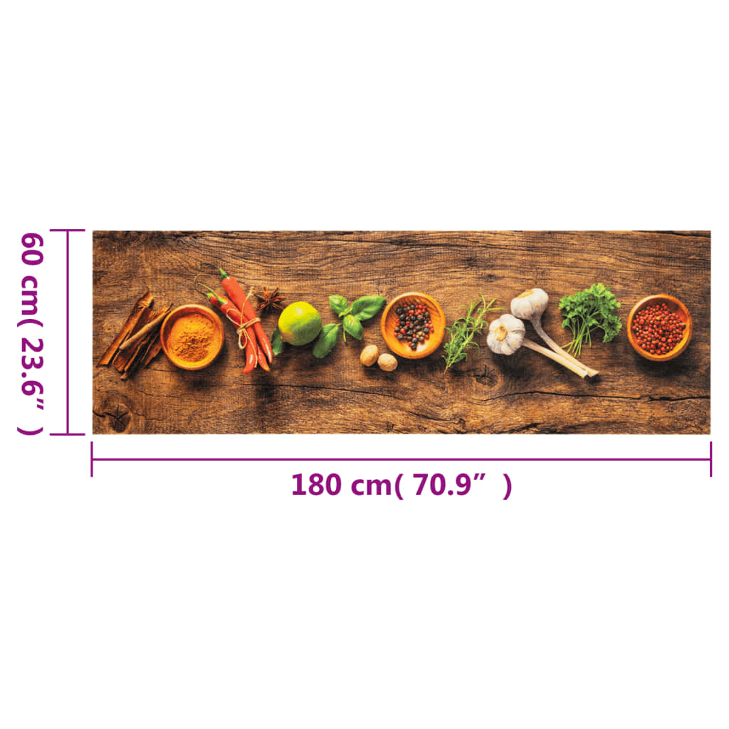 Tapete de cozinha lavável 60x180 cm veludo padrão especiarias