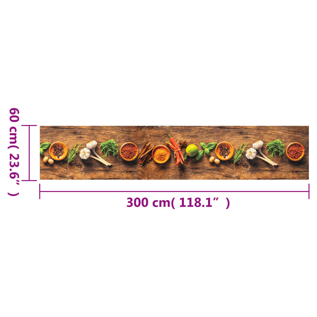 Tapete de cozinha lavável 60x300 cm veludo padrão especiarias