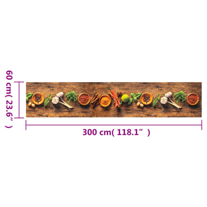 Tapete de cozinha lavável 60x300 cm veludo padrão especiarias