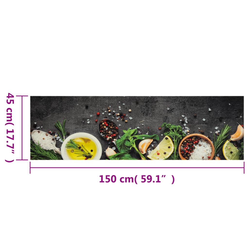 Tapete de cozinha lavável 45x150 cm veludo padrão especiarias
