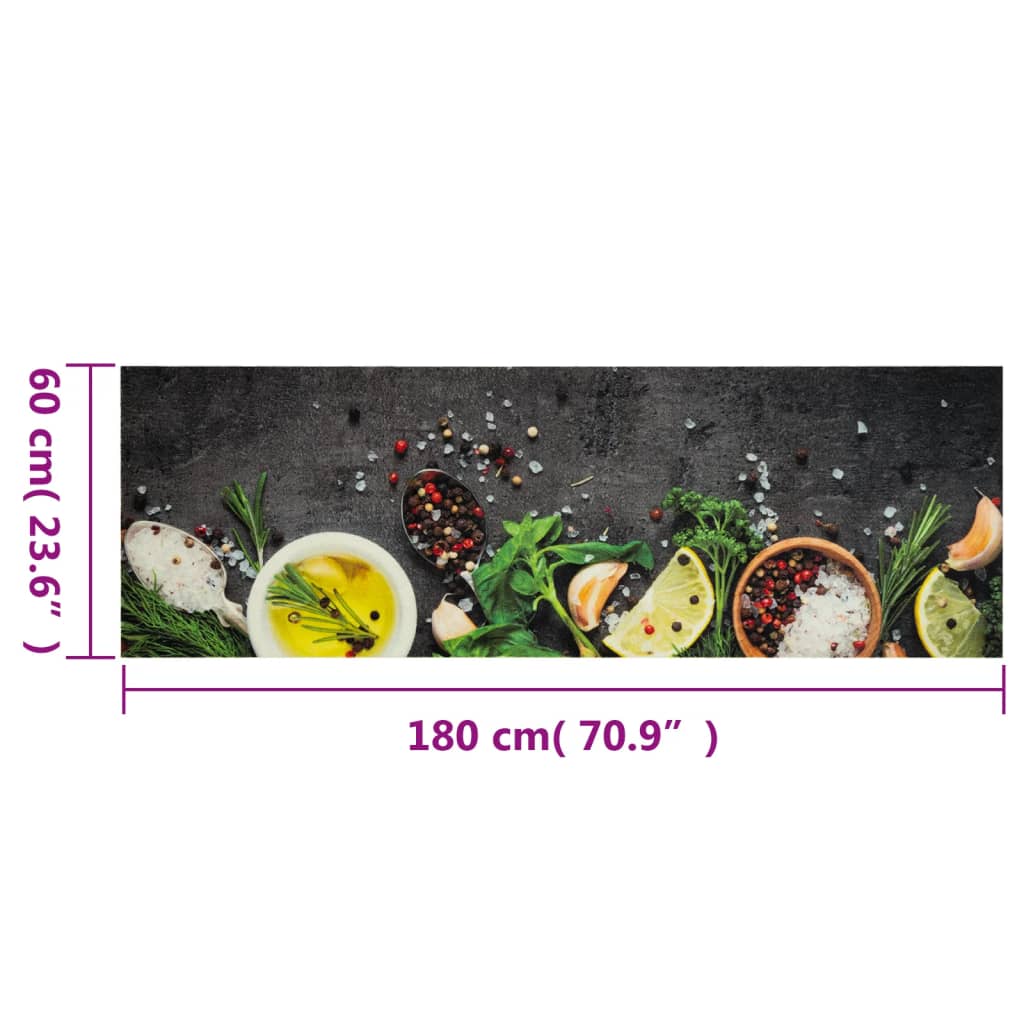 Tapete de cozinha lavável 60x180 cm veludo padrão especiarias