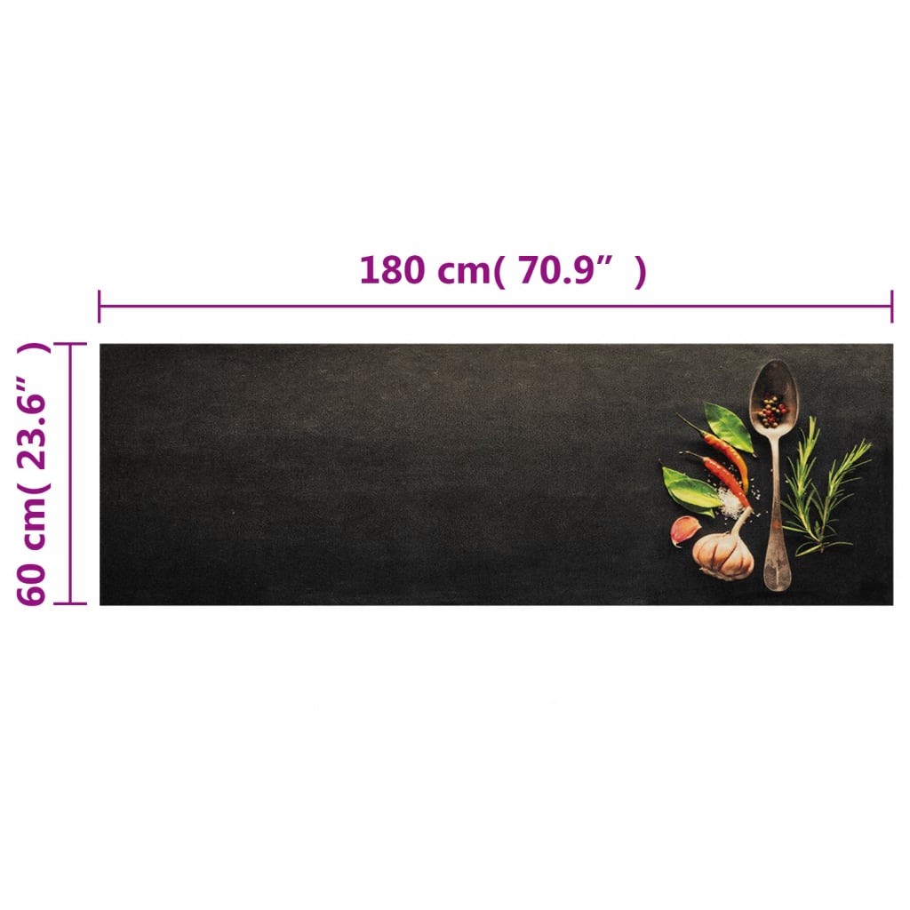 Tapete de cozinha lavável 60x180 cm veludo padrão especiarias