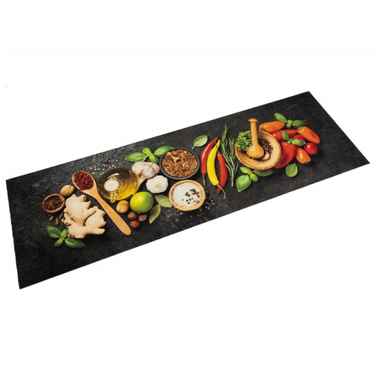 Tapete de cozinha lavável 60x180 cm veludo padrão especiarias