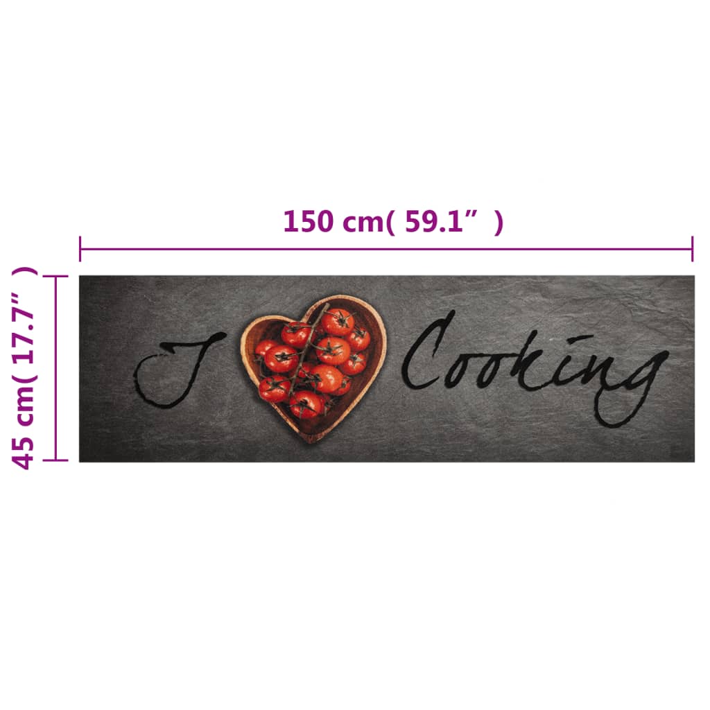 Tapete de cozinha lavável 45x150 cm veludo texto cooking
