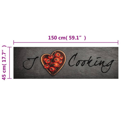 Tapete de cozinha lavável 45x150 cm veludo texto cooking