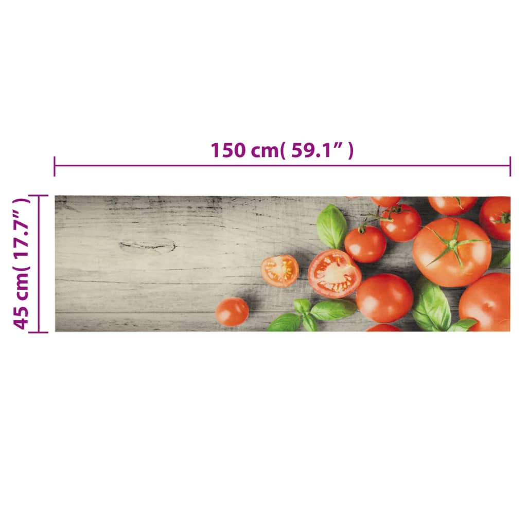 Tapete de cozinha lavável 45x150 cm veludo padrão tomates