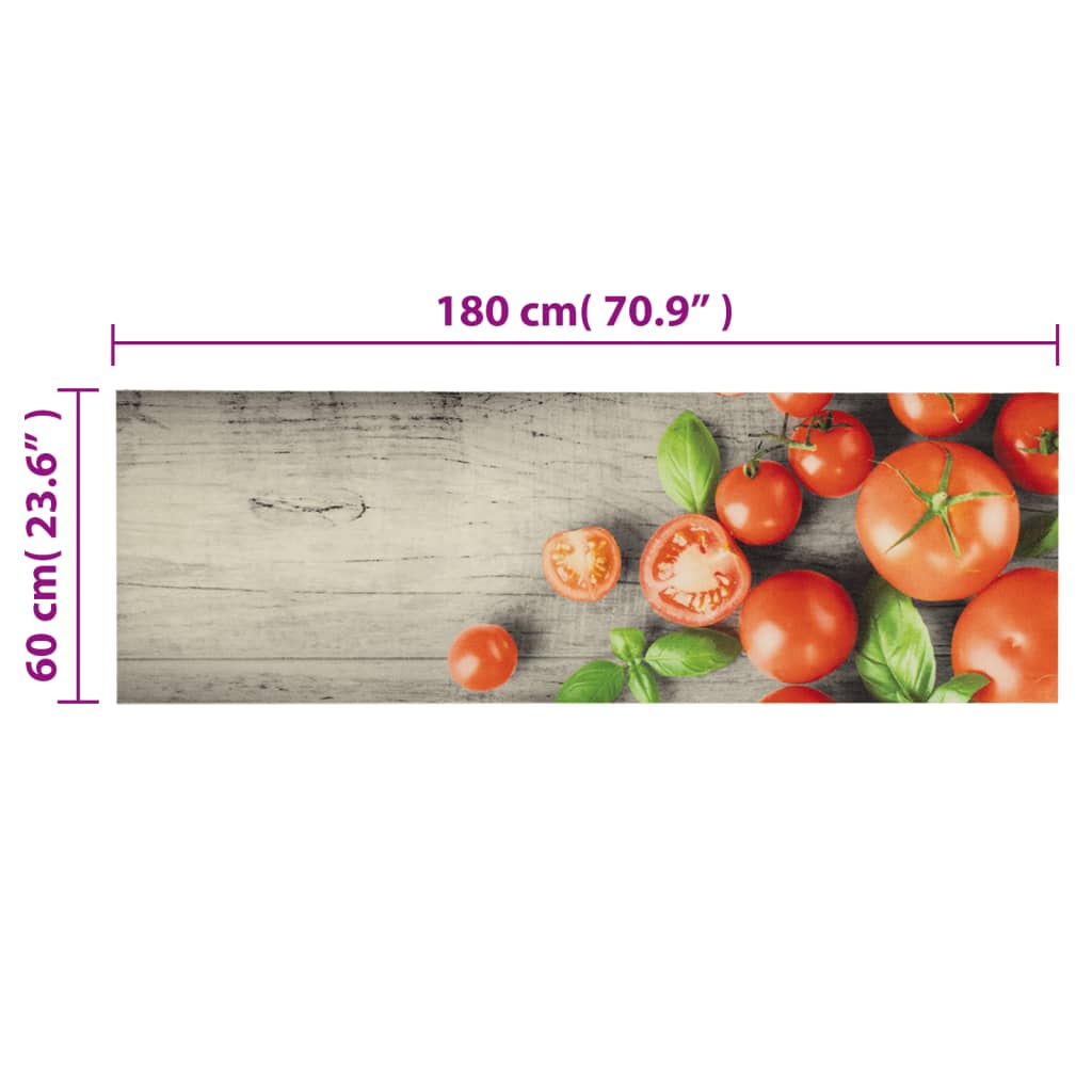 Tapete de cozinha lavável 60x180 cm veludo padrão tomates