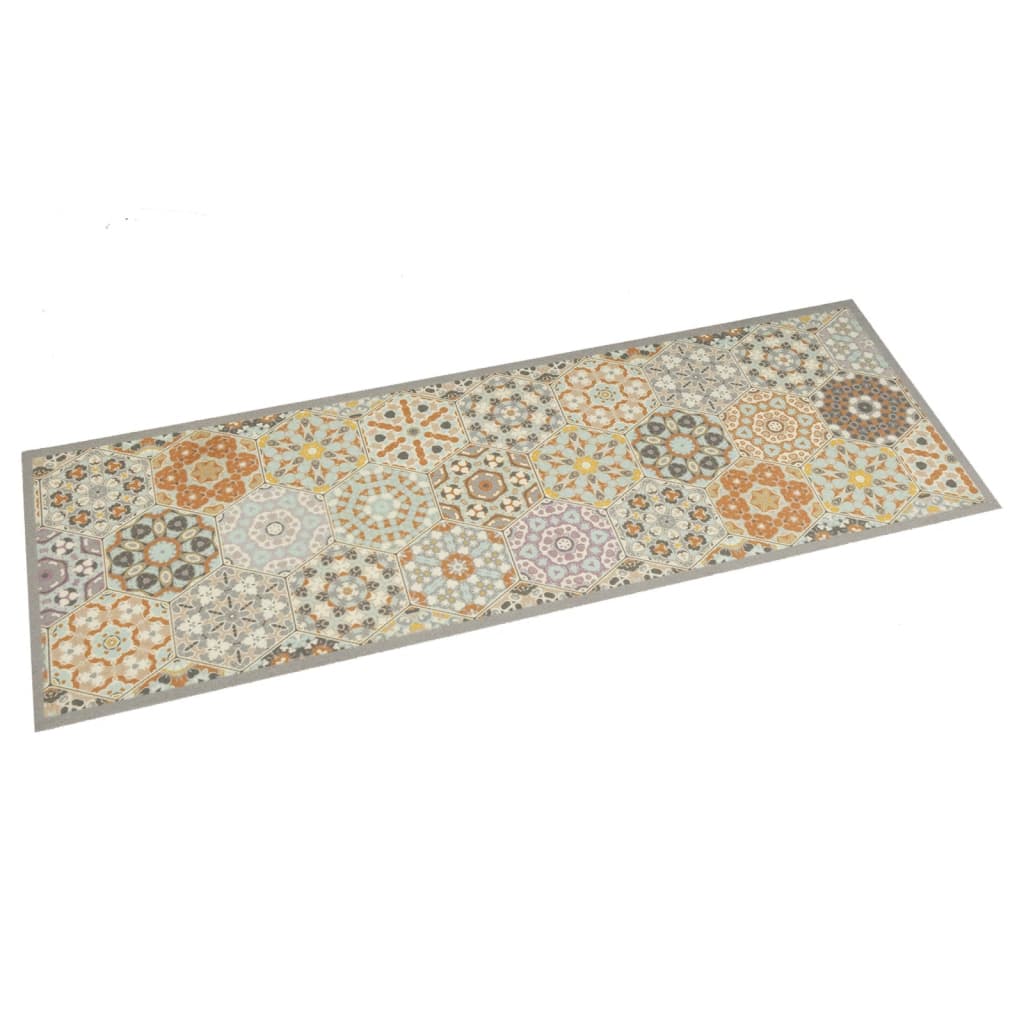 Tapete cozinha lavável 60x180 cm veludo padrão hexagonal pastel