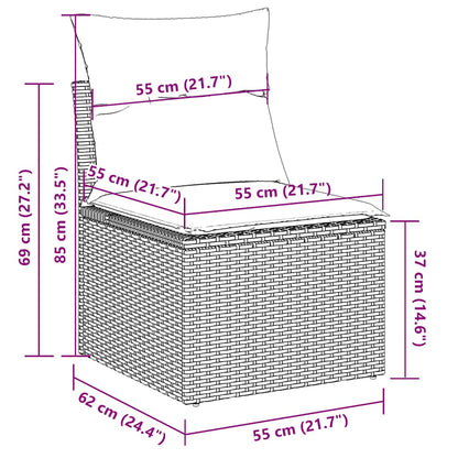 5 pcs conj. sofás jardim c/ almofadões vime PE cinzento-claro
