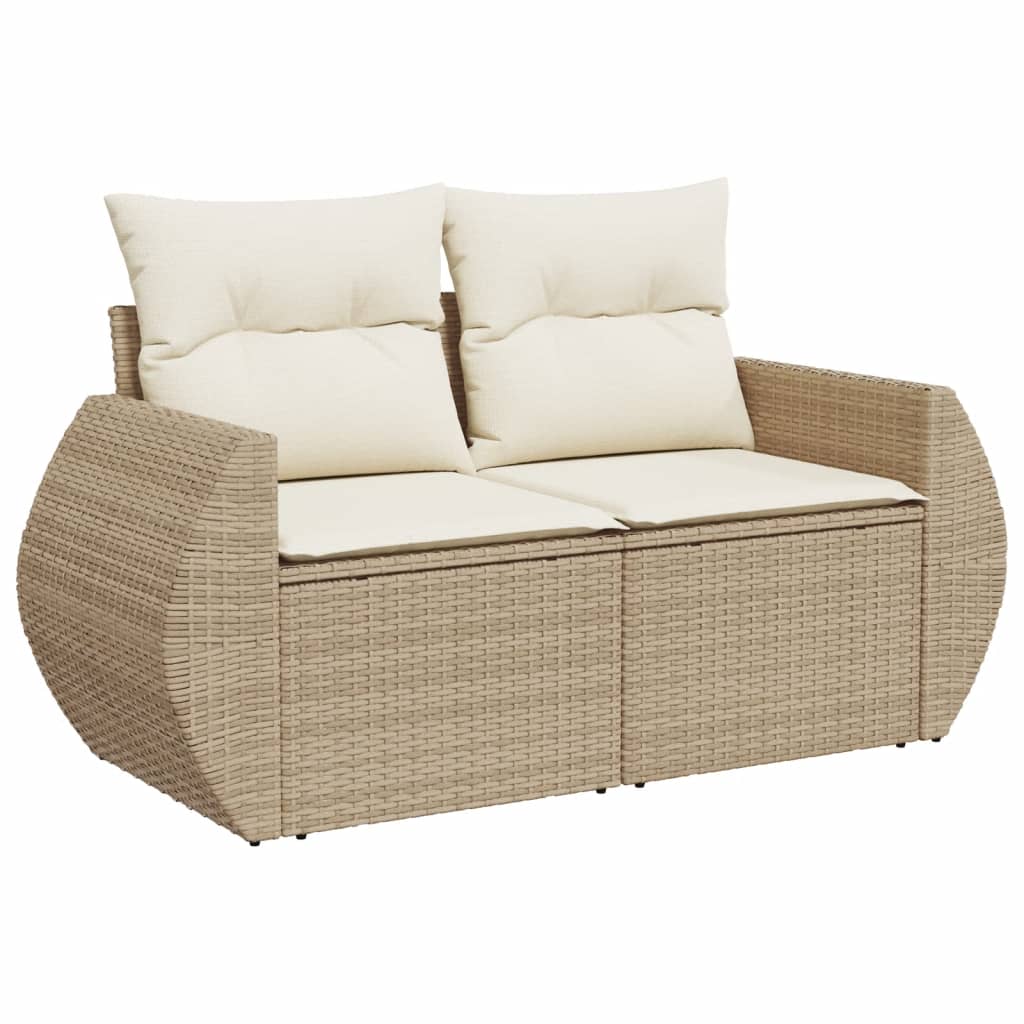 4 pcs conjunto de sofás para jardim c/ almofadões vime PE bege