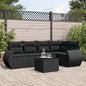 6 pcs conjunto sofás de jardim c/ almofadões vime PE preto