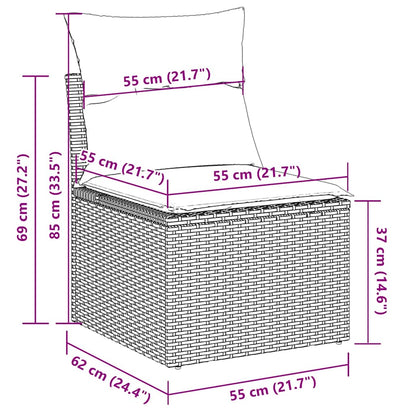 6 pcs conj. sofás jardim com almofadões vime PE cinzento-claro