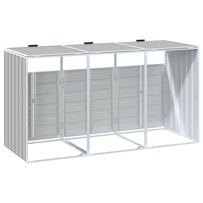 Abrigo para 3 caixotes do lixo 216x81x115 cm aço cinzento