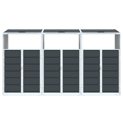 Abrigo para 3 caixotes do lixo 216x81x115 cm aço antracite