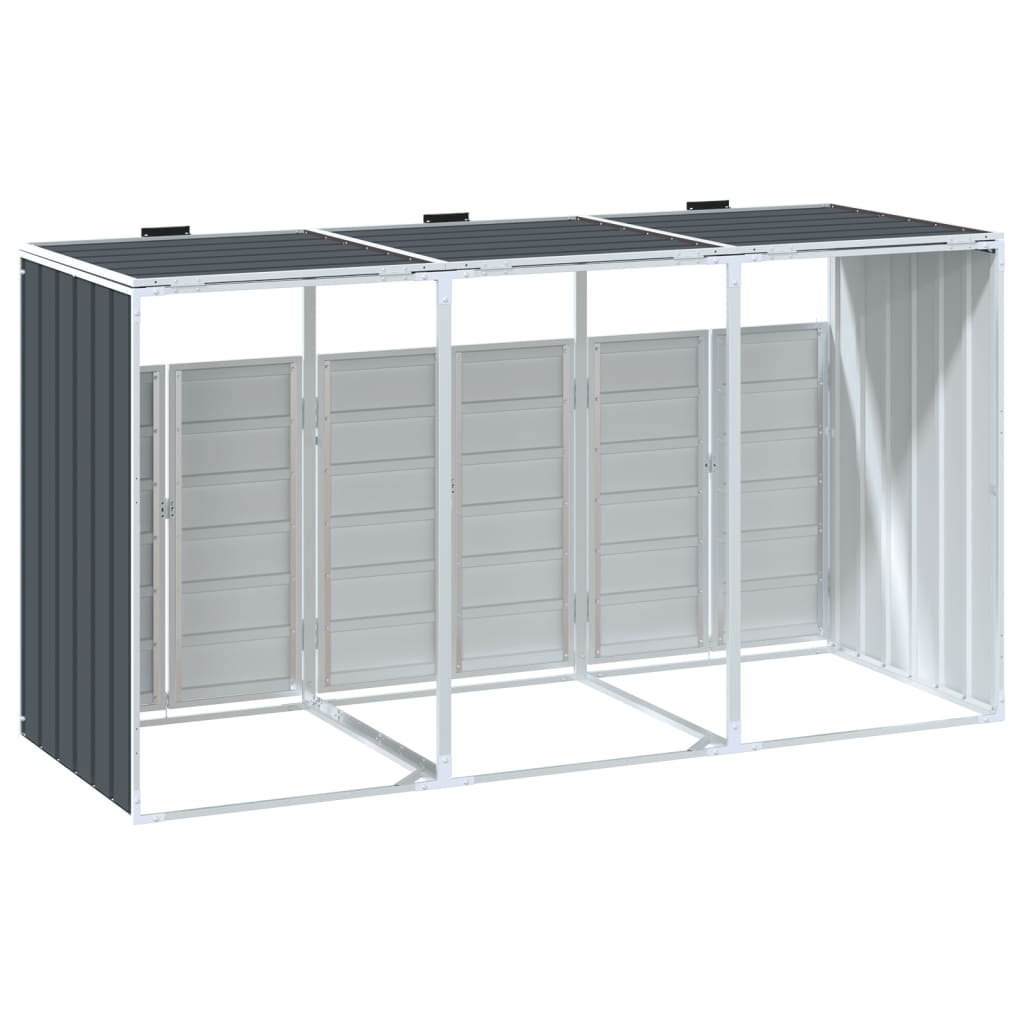 Abrigo para 3 caixotes do lixo 216x81x115 cm aço antracite