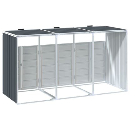 Abrigo para 3 caixotes do lixo 216x81x115 cm aço antracite