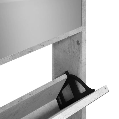 Sapateira c/ espelho 4 divisórias 63x17x134 cm cinza cimento