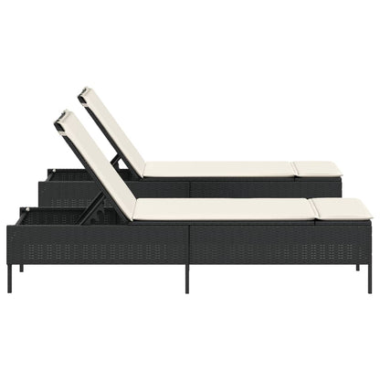 Espreguiçadeiras com almofadões 2 pcs vime PE preto