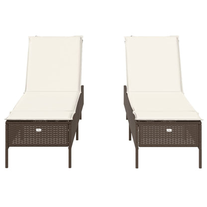 Espreguiçadeiras com almofadões 2 pcs vime PE castanho
