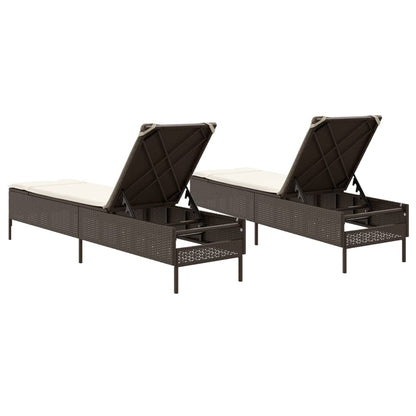 Espreguiçadeiras com almofadões 2 pcs vime PE castanho