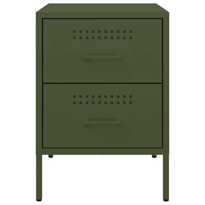Mesas de cabeceira 2 pcs 36x39x50,5 cm aço verde azeitona