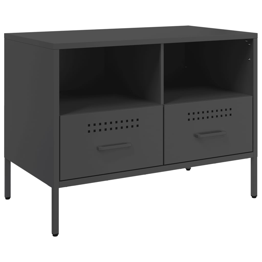 Móveis de TV aço preto, 2 pcs