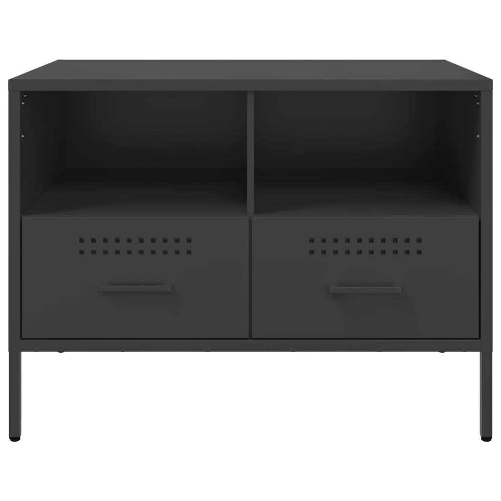 Móveis de TV aço preto, 2 pcs