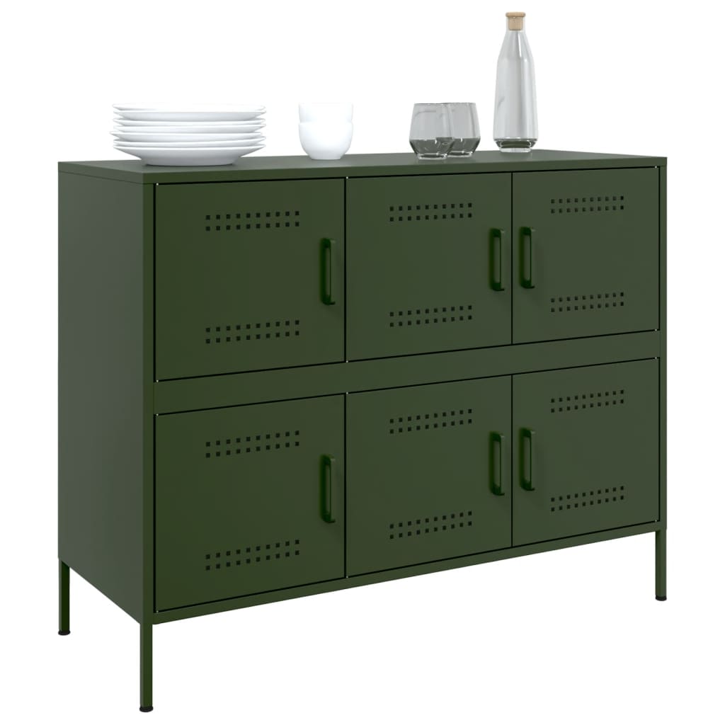 Aparador 100,5x39x79 cm aço verde-azeitona