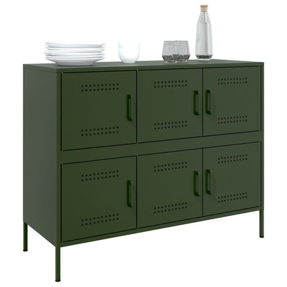 Aparador 100,5x39x79 cm aço verde-azeitona